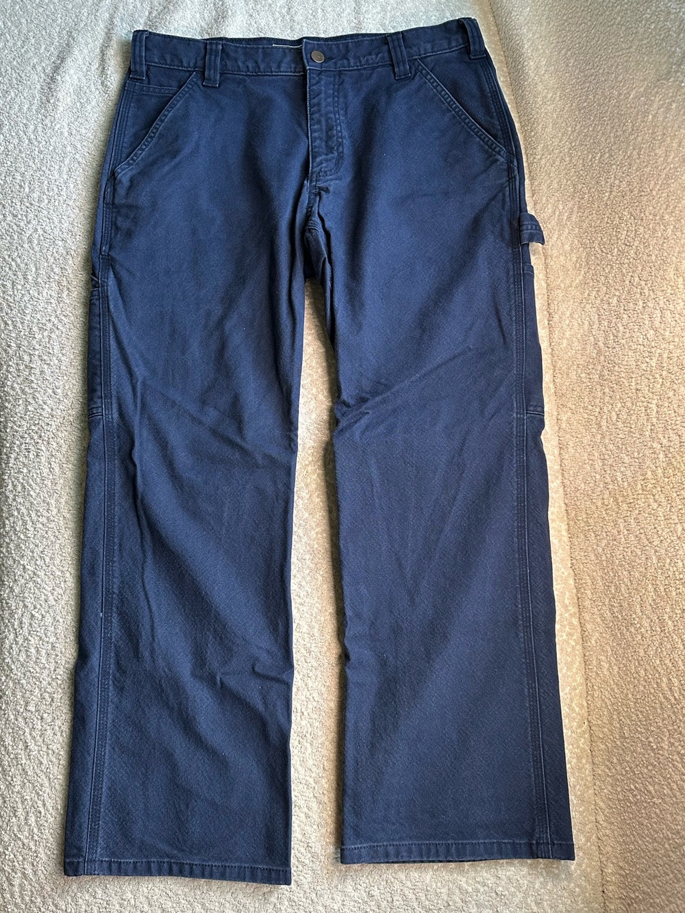 Carhartt Men's 33x28 Rugged Flex, Relaxed Fit, Duck Utility Work Pant, Navy Blue